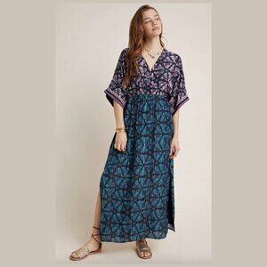 Blank London Lisette Multicolor Metallic Print Kimono Maxi Dress - Size S - NWT